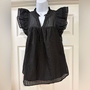 Entry coastal breeze black checked blouse, never worn.